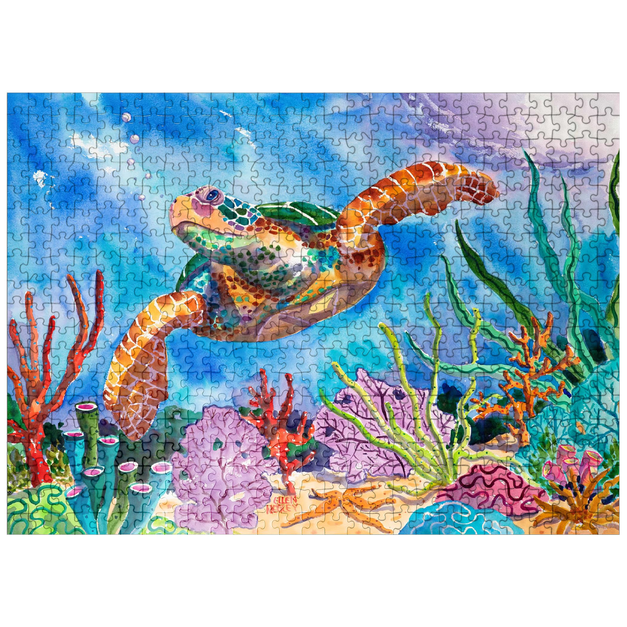 MyPuzzle Reef Rider - Watercolor Artwork - Premium 500 Piece Jigsaw Puzzle for Adults