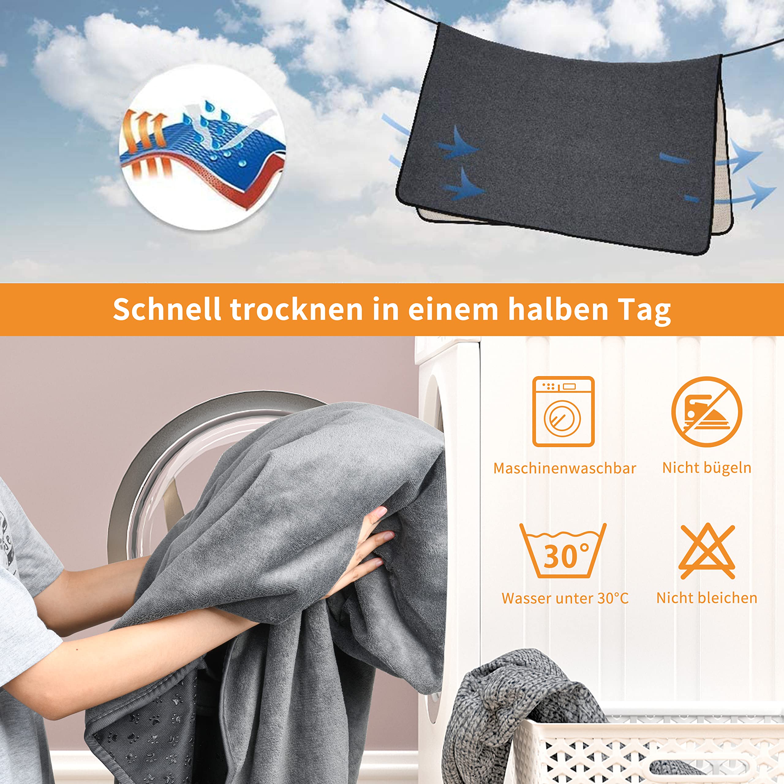 2 Empapadores Lavables para Cachorros, 104 x 104 cm, Absorbentes Rápidamente, para Mascotas, Reutilizables, para Entrenamientos para Cachorros, Grandes, Viejos o Perros Incontinentes