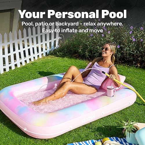 Miniatura 3 de SLOOSH Inflatable Tanning Pool Lounger Float, 70" x 46" Pool Floats Adult with Pillow, 4 in 1 Suntan Tub Raft Floatie,Sunbathing Bed Lounge for