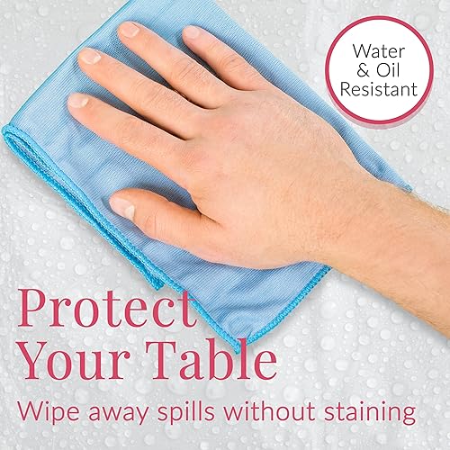 Miniatura 6 de Prestee Mantel redondo de plástico de 24 pulgadas, mantel de plástico de 84 pulgadas, manteles desechables, mantel blanco, mantel de plástico,