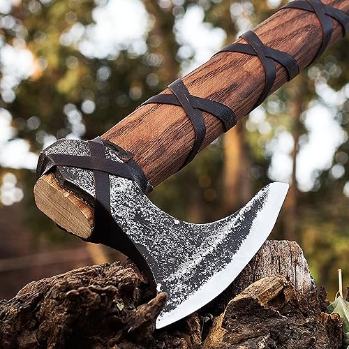 Miniatura 6 de HT- Hacha vikinga de Ragnar Lothbrok - Hacha de batalla lista para batalla (AK1101X) - Hacha barbuda vikingo con paquete de regalo, hacha de