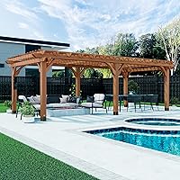 Vista 12 de Backyard Discovery Beaumont - Kit de pérgola tradicional de madera de cedro de 16 x 12 pies con techo enrejado, durabilidad para todas