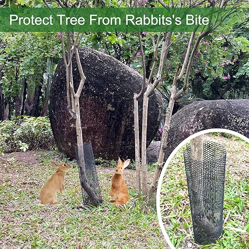 Miniatura 4 de HEOIZI Protectores de malla para tronco de árbol de 19.6 pies de animales, red cortable con 50 bridas para proteger el árbol de ardillas,
