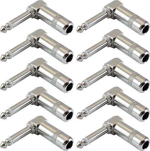 GLS Audio Enchufes de ángulo recto de 14 de pulgada TS Mono, estilo resistente para cables de altavoz, cables de conexión, serpientes, enchufe de