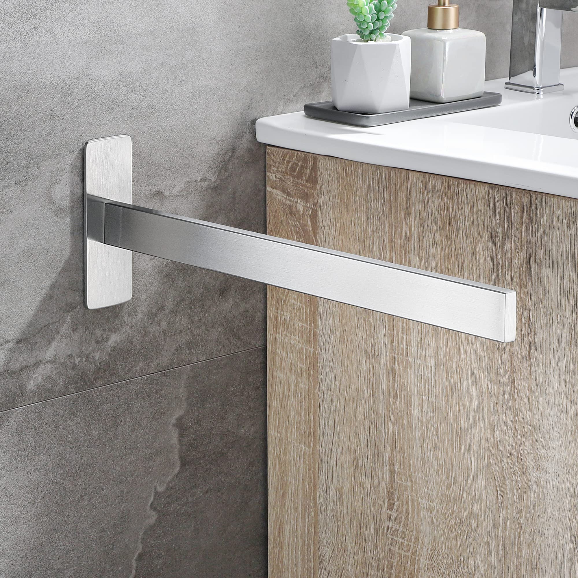 Porta Asciugamani Bagno Adesivo Portasciugamani da Parete in Acciaio Inox Porta Salviette Bagno Senza Foratura Cucina 38 CM, Argento Chrome