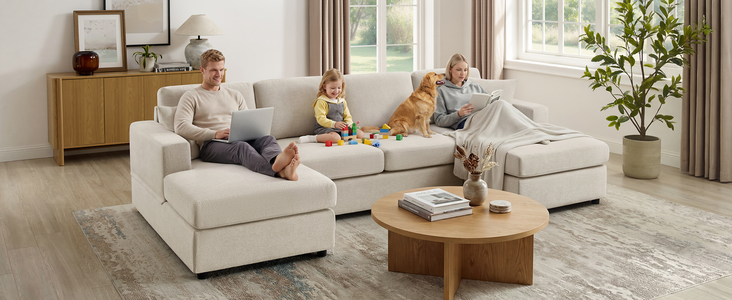 Amazon.com: VANOMi 118'' U Shaped Sectional Sofa Couch, Corduroy