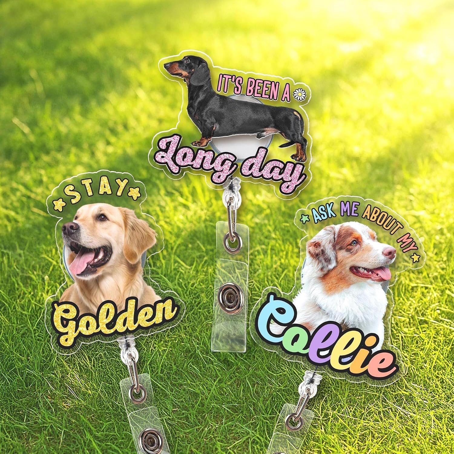 Custom Pet Photo Retractable Badge Reel – Personalized Dog Portrait Badge Reel, Dog Mom & Pet Lover Gift