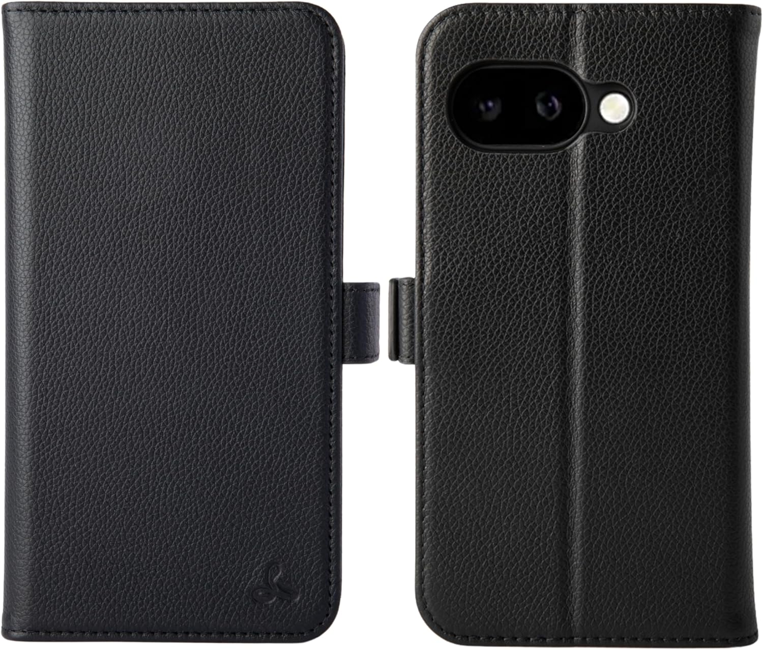 Snakehive Leather Wallet for Google Pixel 9a - Real Leather Wallet Phone Case with Viewing Stand and Card Holder - Side Clasp Flip Folio Cover with Card Slots (Dappled Black)