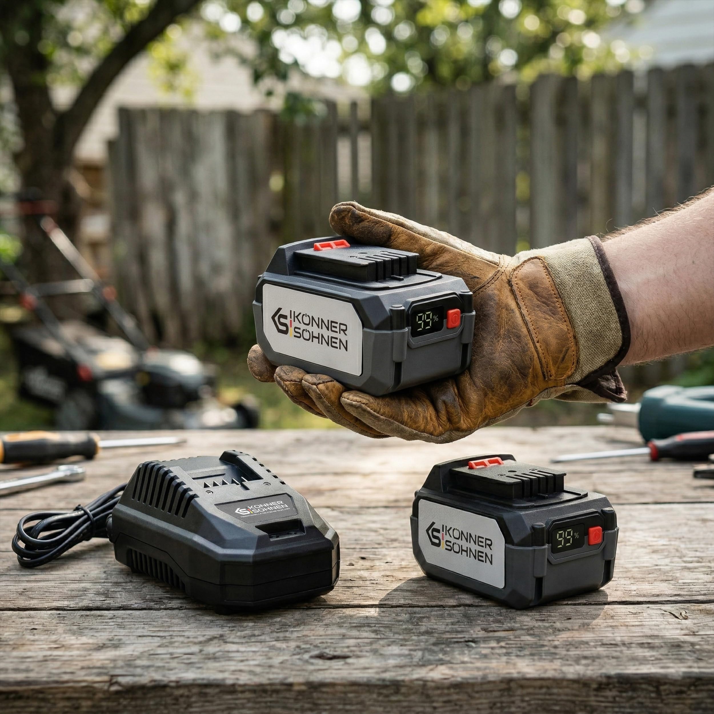 K&S Könner&Söhnen Kit de arranque KS 20 V4-1 DUAL: 2 baterías de 20 V 4 Ah y cargador de 4,5 A para herramientas de batería, cargador nominal tensión de salida 21,5 V, corriente de salida nominal de