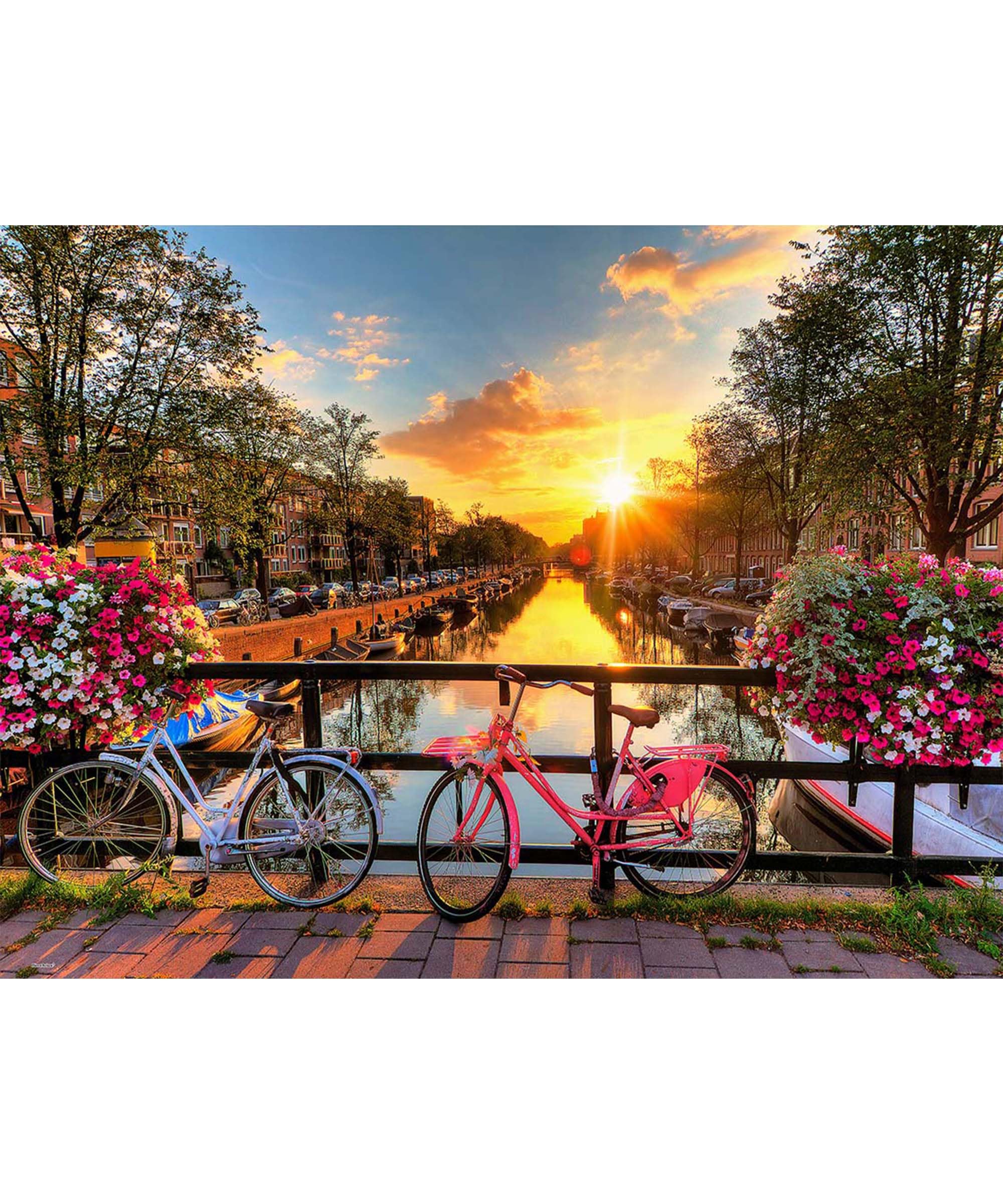 PieceRelax PieceClicks Plastic Jigsaw Puzzles for Adults 1000 Pieces Amsterdam Cityscape Puzzle Beautiful Sunrise over Amsterdam - 25.2 x 18.9 Inches, Sunrise Canal Landscape Jigsaw Puzzle [U1138]