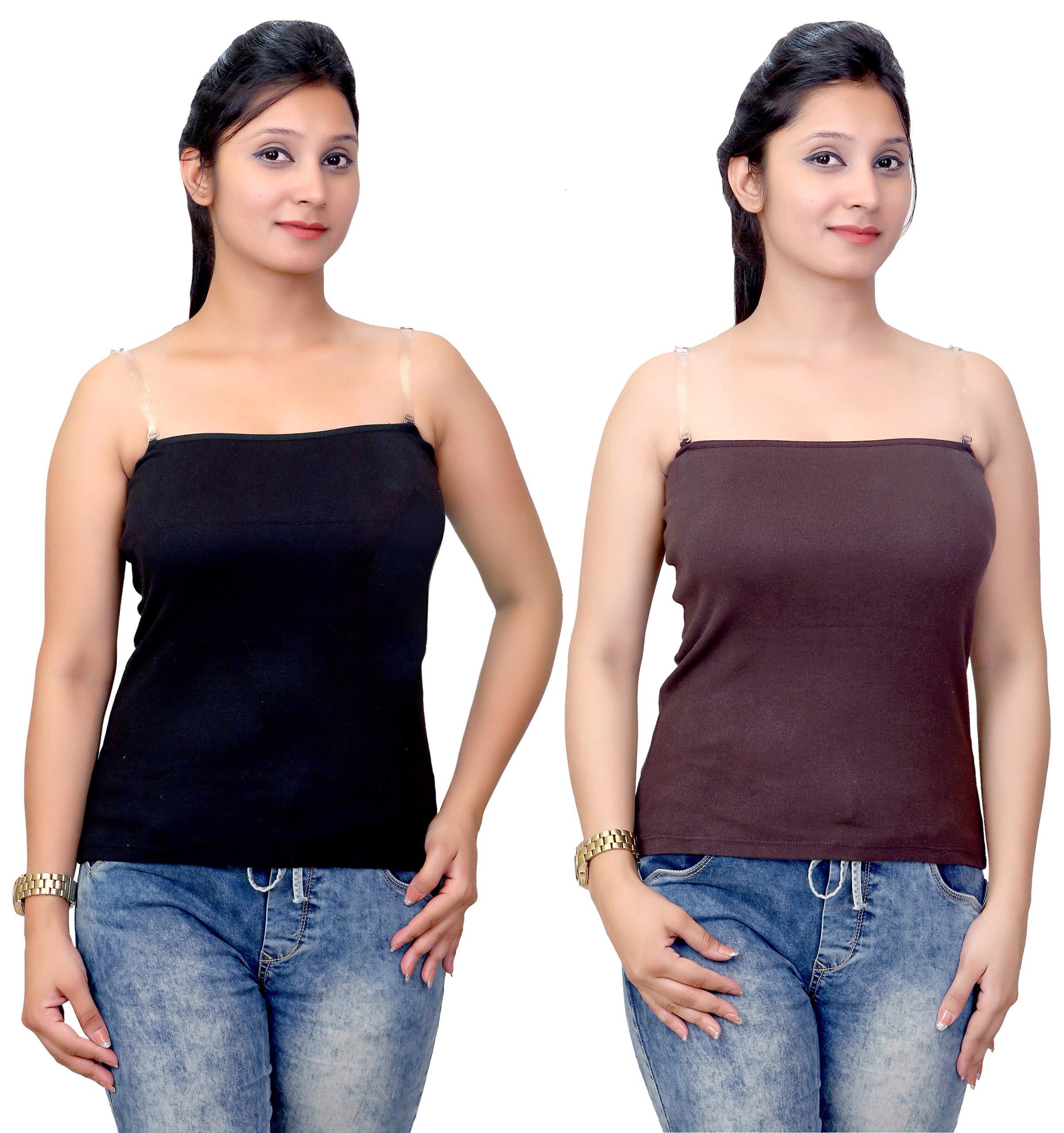 Women's Silicon Strap Spagettis/Camisole (Pack of 2)