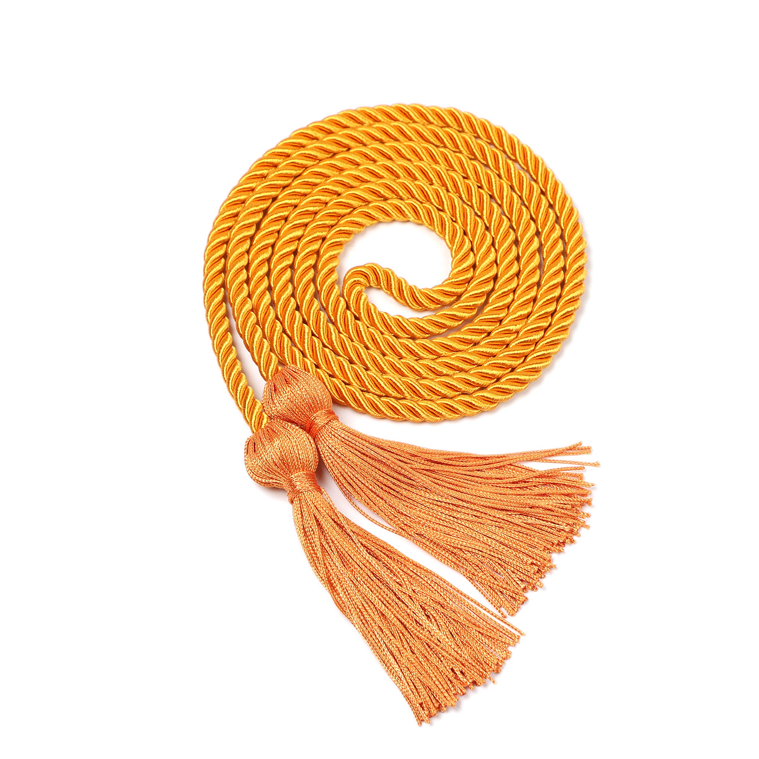FtyFty 2Pcs Graduation Honor Cords 68" Long, Double and Single, Polyester Twisted Strand with Tassels 36 Colors (Gold)