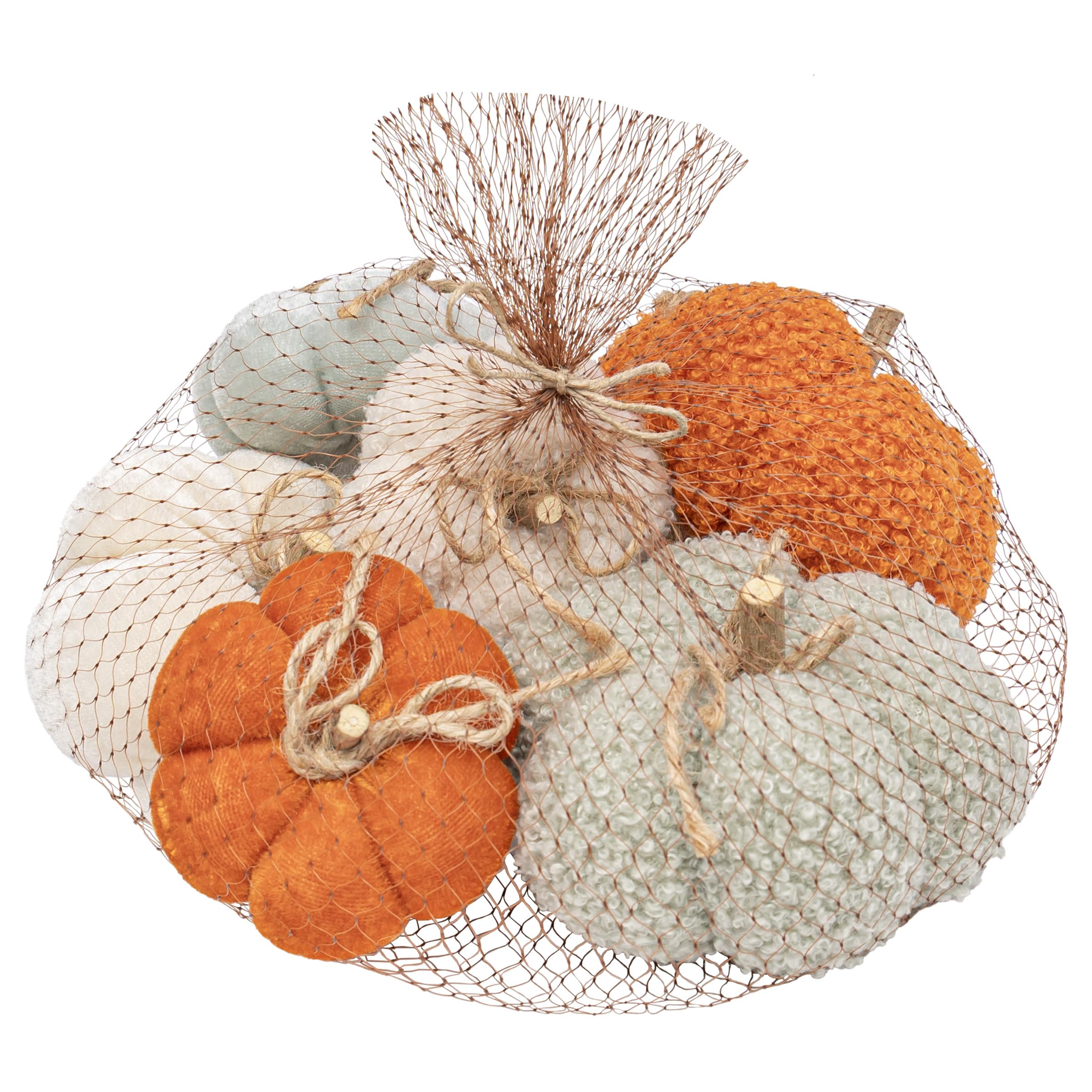 Boston International Mini Pumpkins Fall Autumn Harvest Thanksgiving Tabletop Decorations, 6 Piece Set, Harvest Pumpkin
