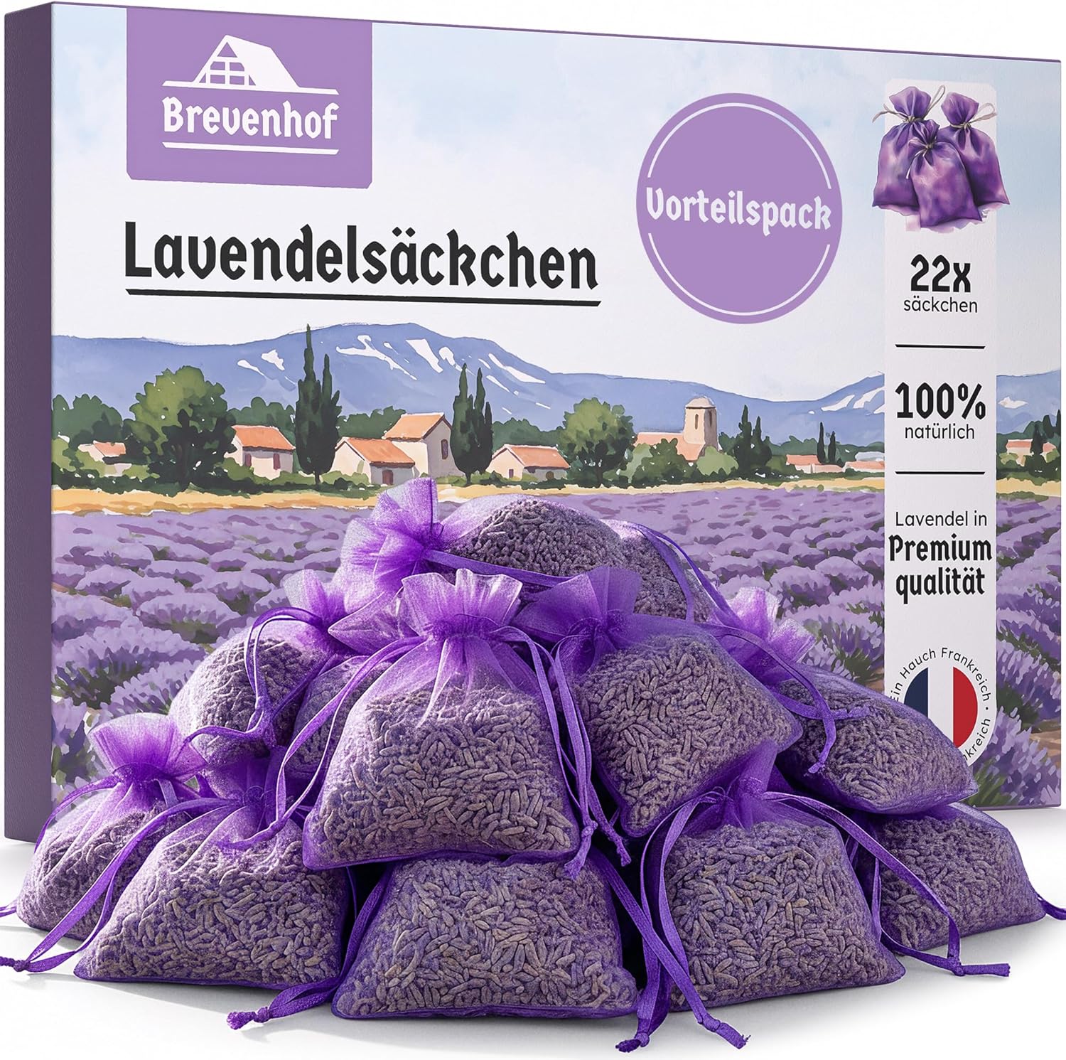 22x Lavendel Duftsäckchen - Mottenschutz für Kleiderschrank bei Kleidermotten* - Echter Lavendel getrocknet 100% natürlich - Lavendelsäckchen für Schrank, Auto, Raum & Wäsche
