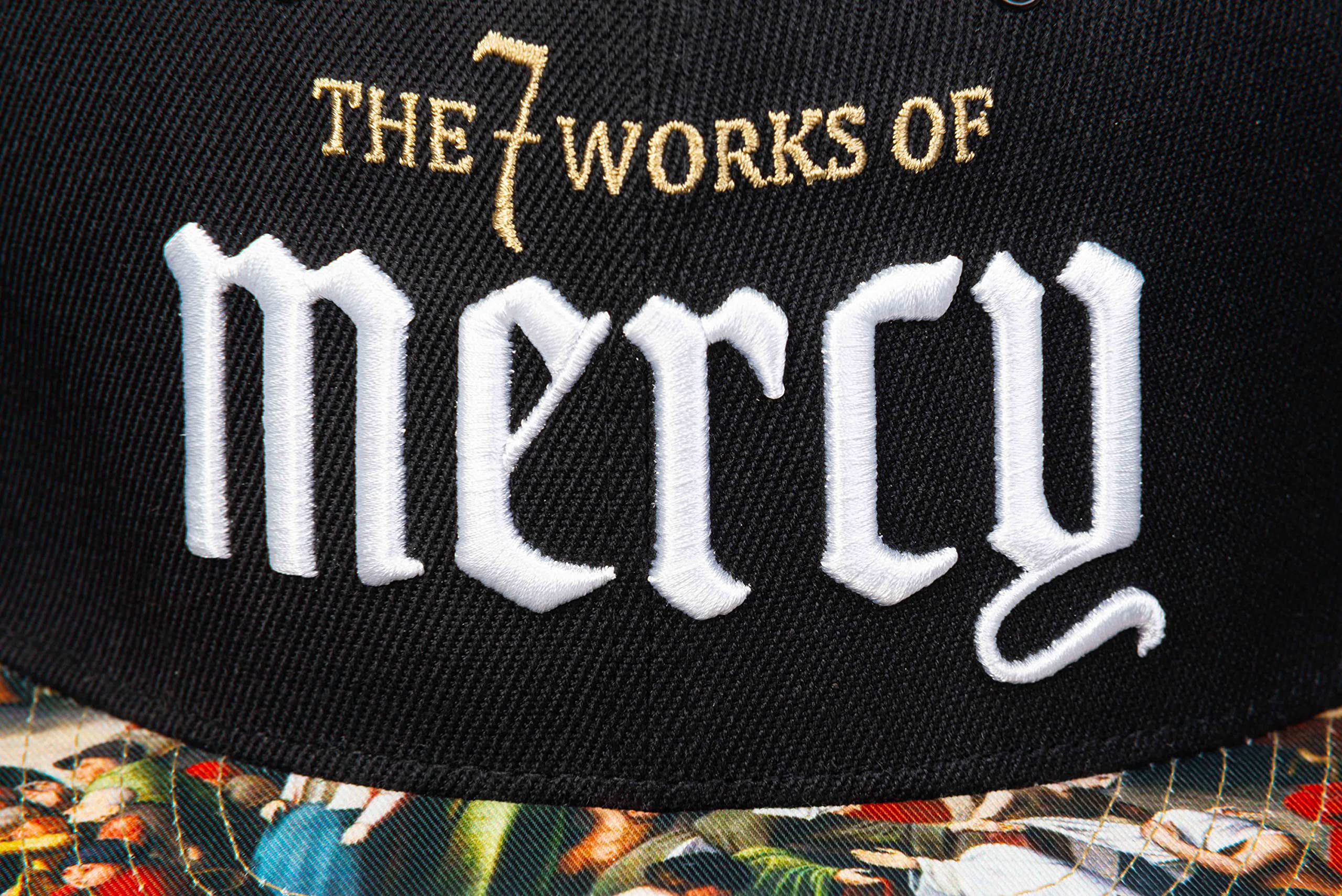 Nebelkind Snapback-Cap-Herren Damen Mercy Gemälde schwarz, Einheitsgröße OneSize, Größenverstellbar, Unisex, hochwertige Basecap trendig, Streetwear Style, Baseball-Kappe mit geradem Schirm, Retro
