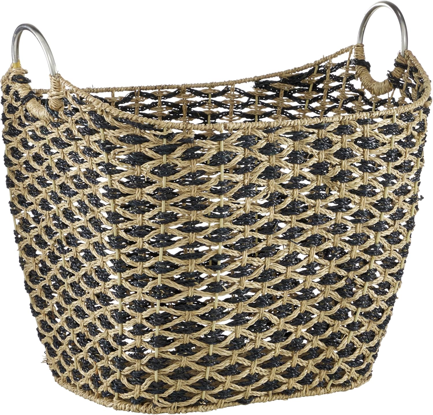 Deco 79 Seagrass Handmade Decorative and Functional Storage Basket Basket Organizer with Handles, Basket for Storage 21" x 18" x 18", Brown