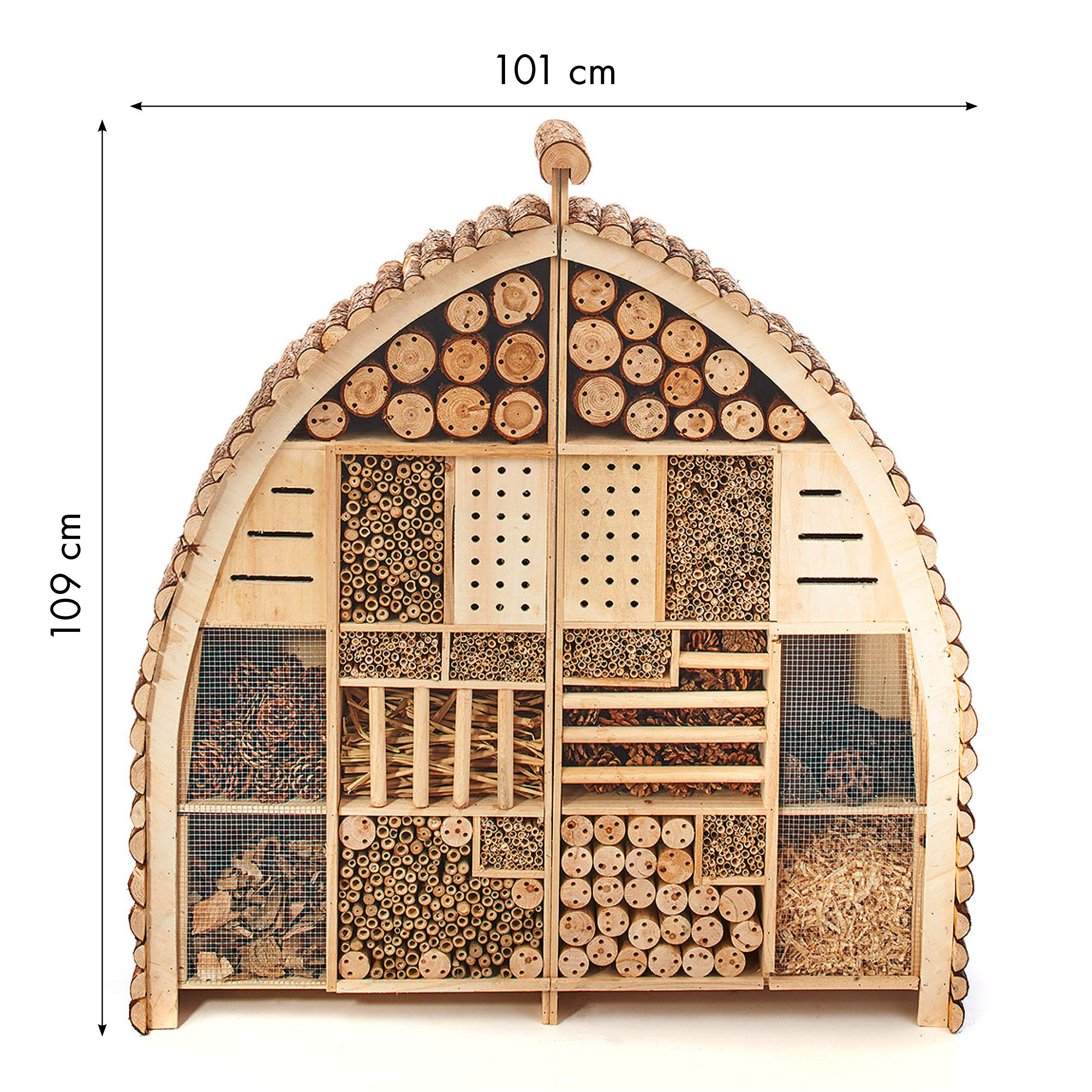 Kobolo Insektenhotel Luxury XXL in Bogenform 101x23x109 cm Braun