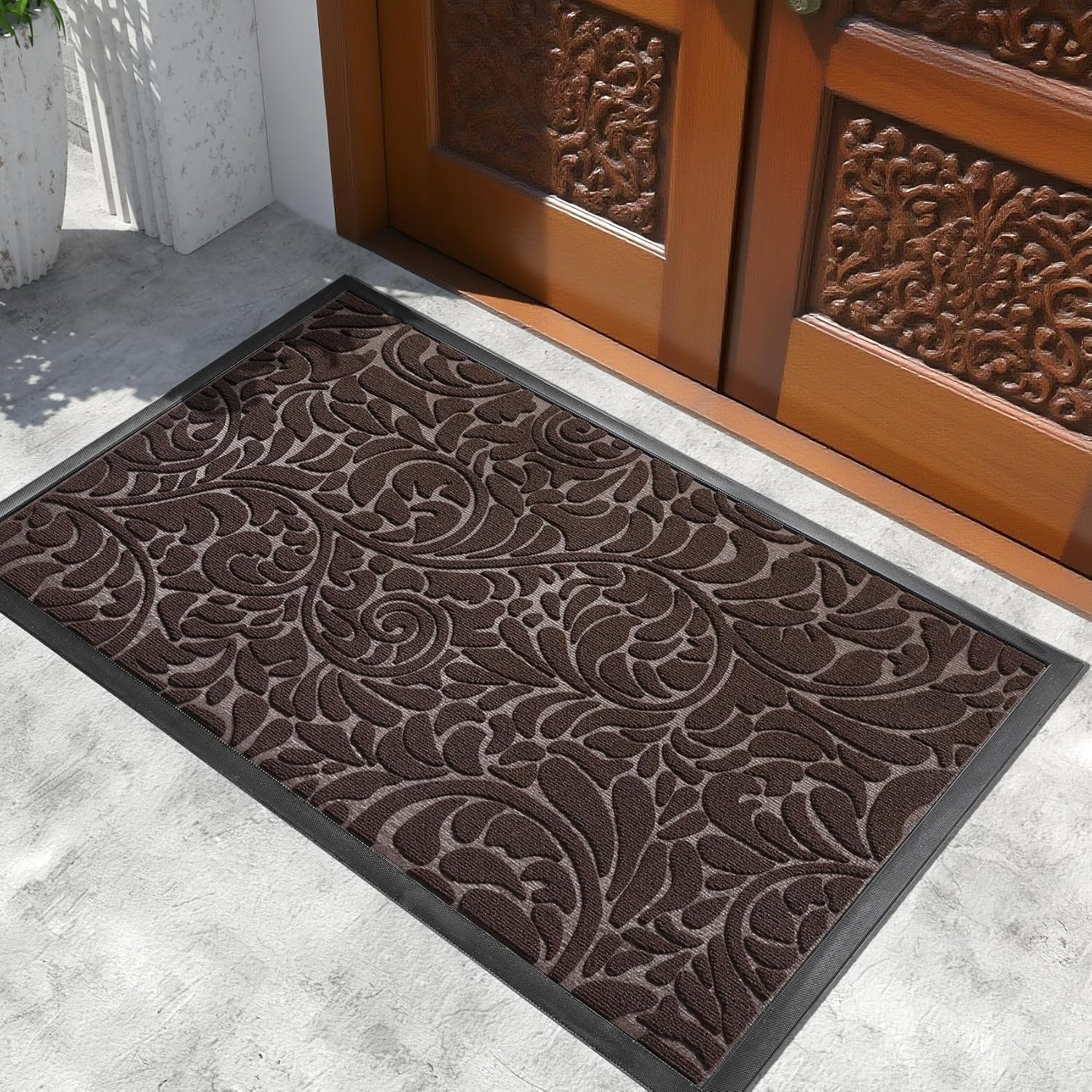 Yimobra Extra Large Door Mat 60x36, Waterproof Sturdy Outdoor Mats for Front Door, Heavy Duty Non-Slip Doormat for Garage Patio Entryway Indoor, Easy Clean, Brown