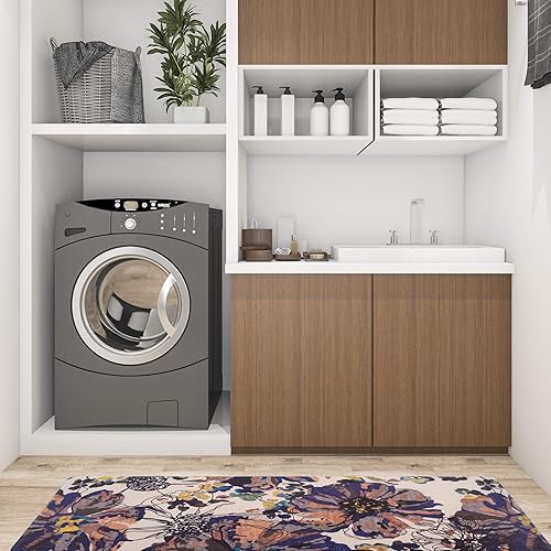 Miniatura 6 de Rugshop Modern Bright Flowers - Alfombrilla antifatiga para pie, 18 x 47 pulgadas, color crema