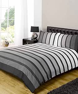 Soho Black Stripe Duvet Set, Black, King Size (230x220cm)