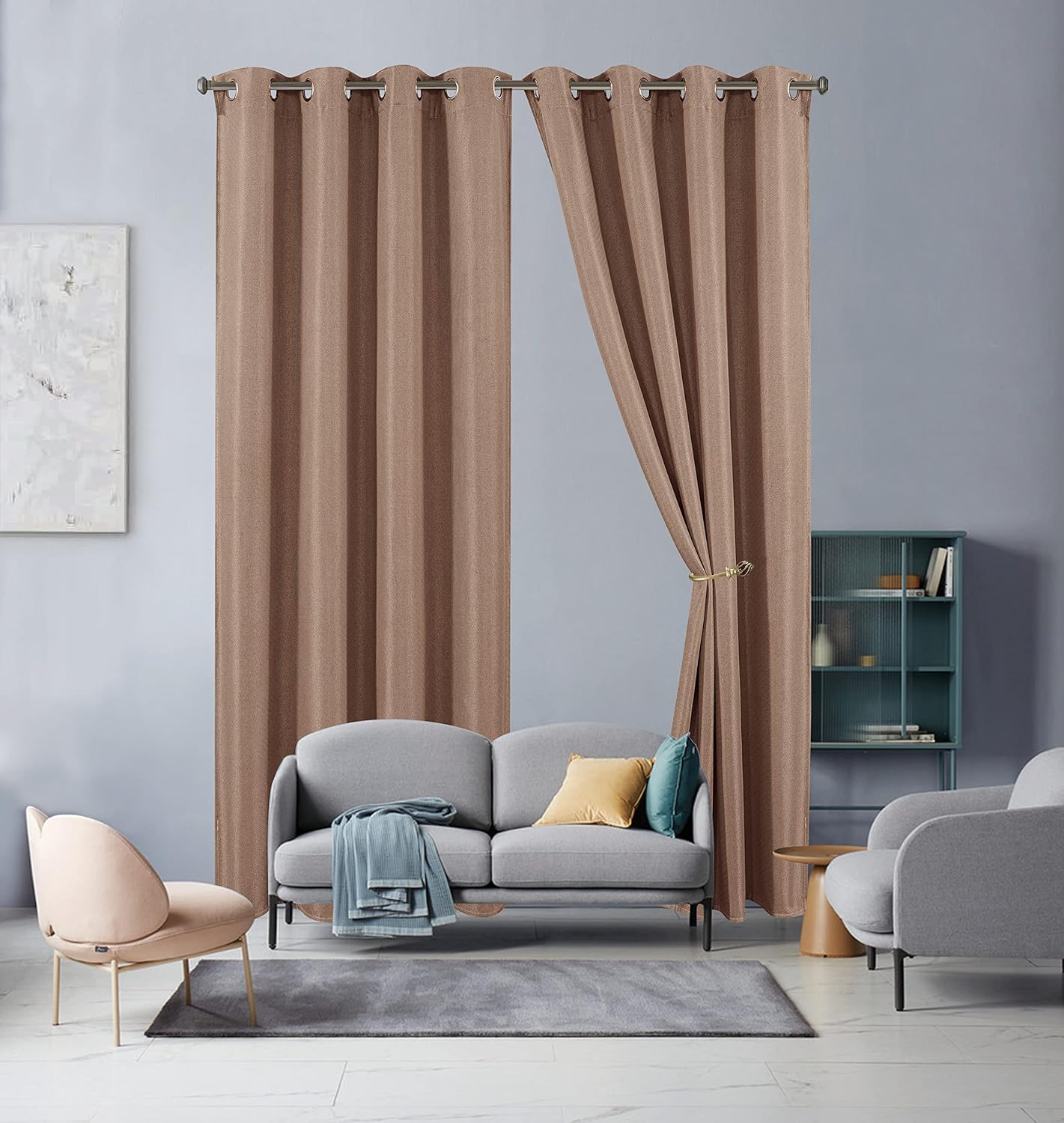 Ariella Solid Red Blackout Grommet Window Panel: 54" in x 84" in, Heat and Full Light Blocking for Full Privacy and Thermal Insulated, 2 Panels