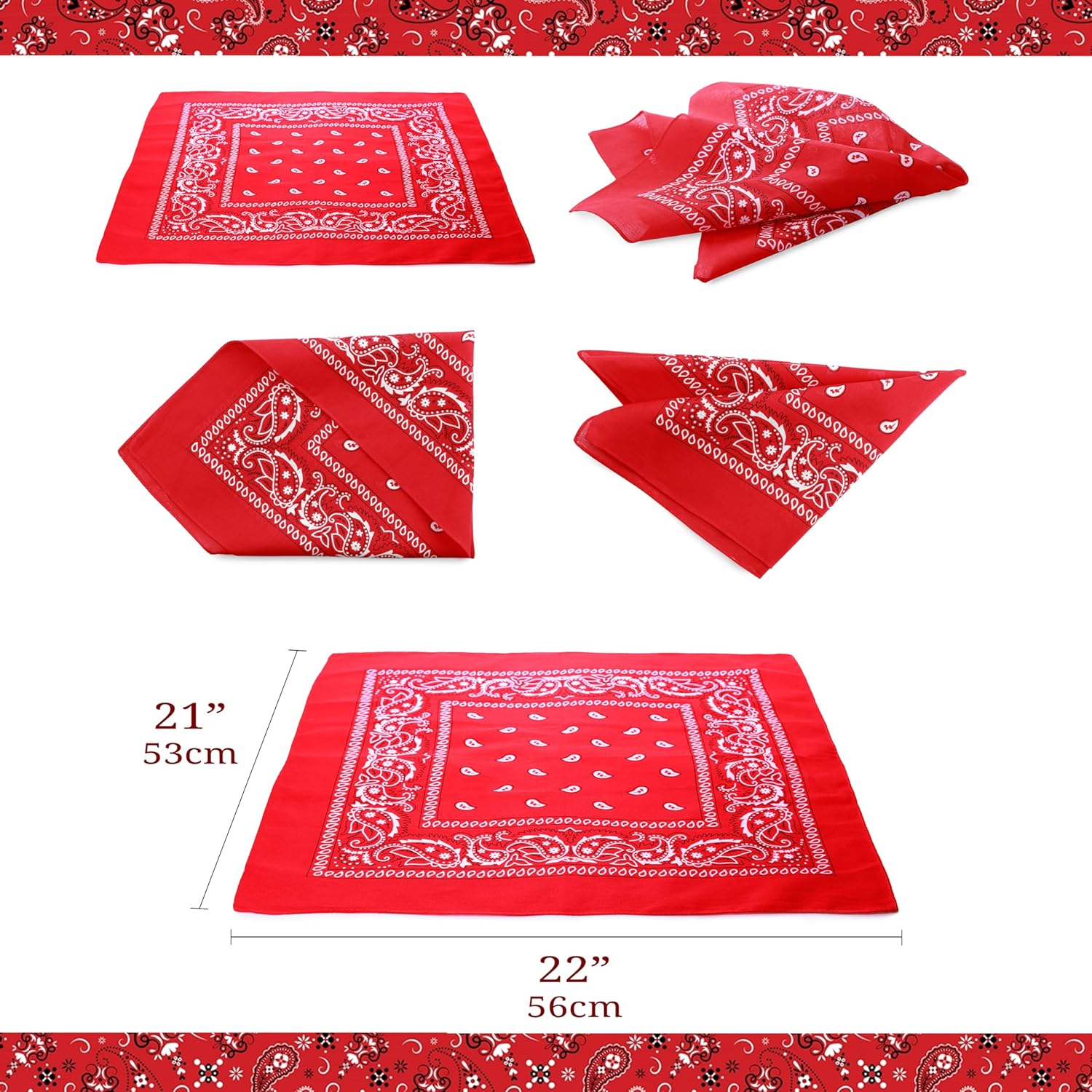 Winterlace 24 Pack Bandanas, Unisex Paisley Scarf Headwrap Handkerchief 22” x 21” Polyester Bulk - Image 4