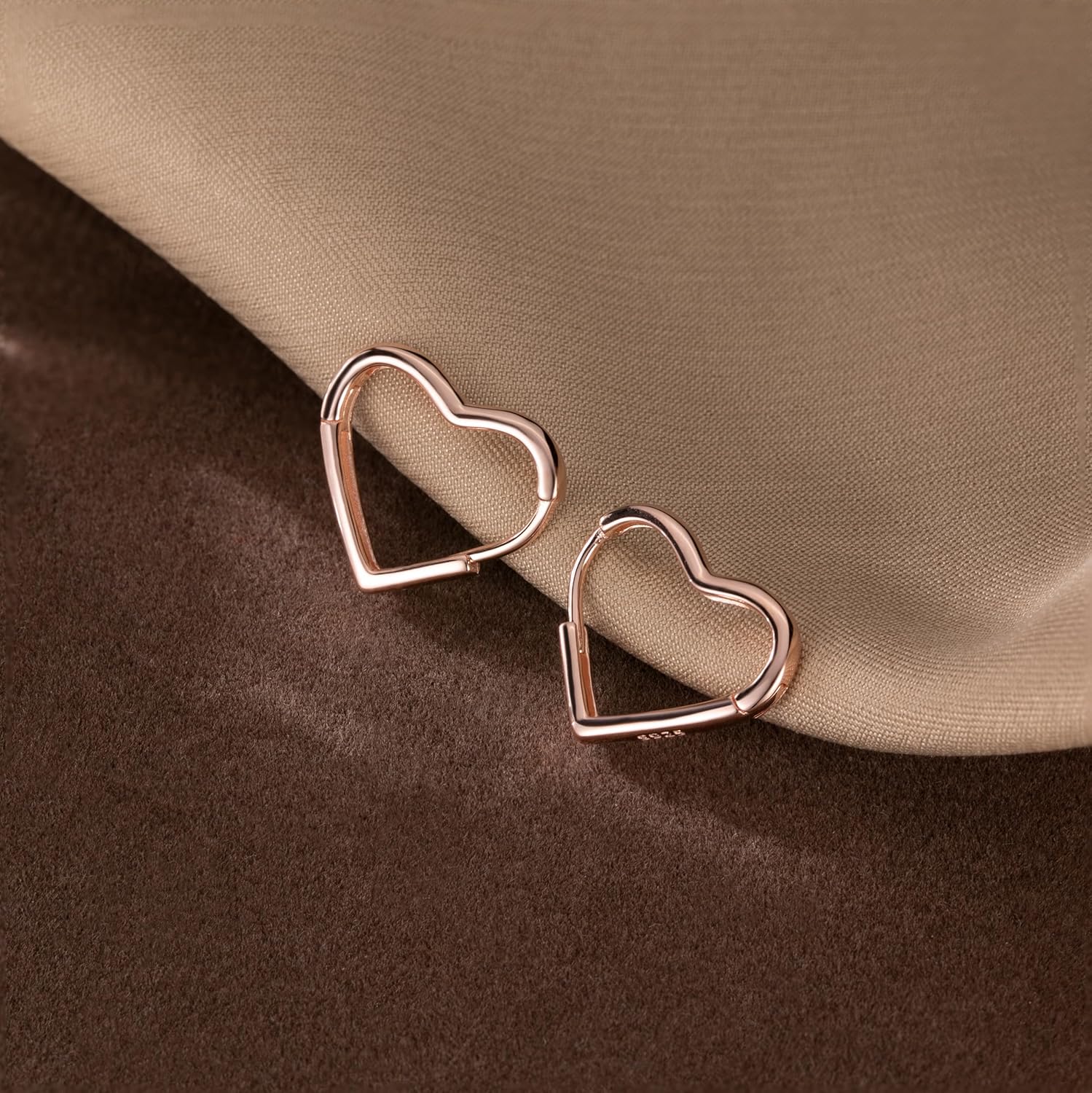 Reffeer Solid 925 Sterling Silver Heart Earrings Hoop Minimalist Sleeper Huggie Earrings For Women