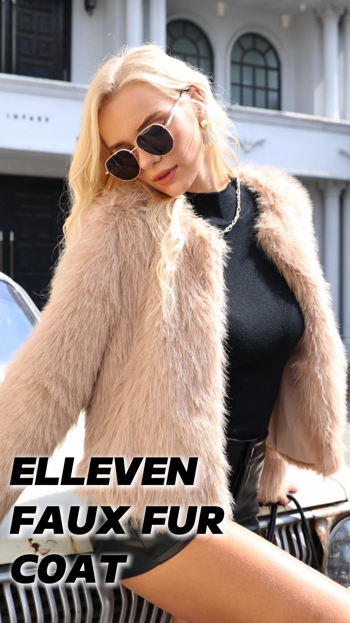 ELLEVEN Faux Fur Coats for Women Furry Cropped Winter Jacket