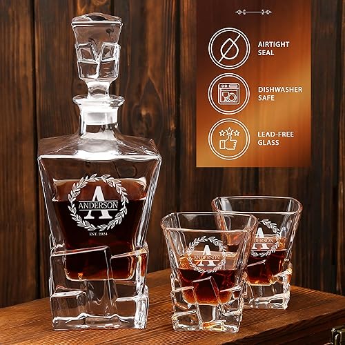 Miniatura 7 de Juego de decantador de whisky personalizado y vasos, regalo personalizado para él, hombres, papá, padre, hermano, hijo, decantador de whisky