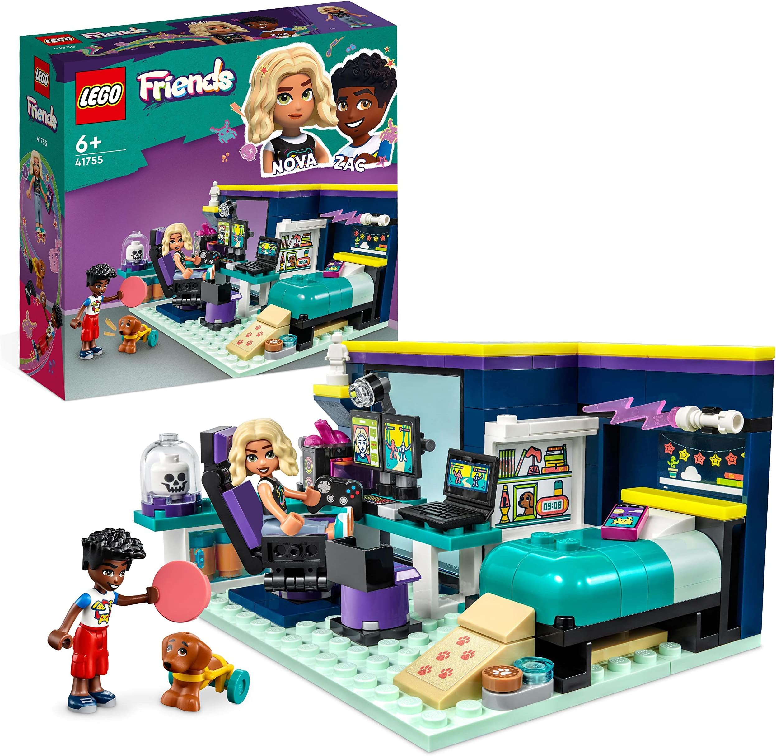 Friends Nova's Room Gaming Themed Bedroom Playset, Collectible Toy with Zac Mini-Doll and Pickle the Dog, Small Gift Idea for Kids 6+, 2023 Characters 41755
