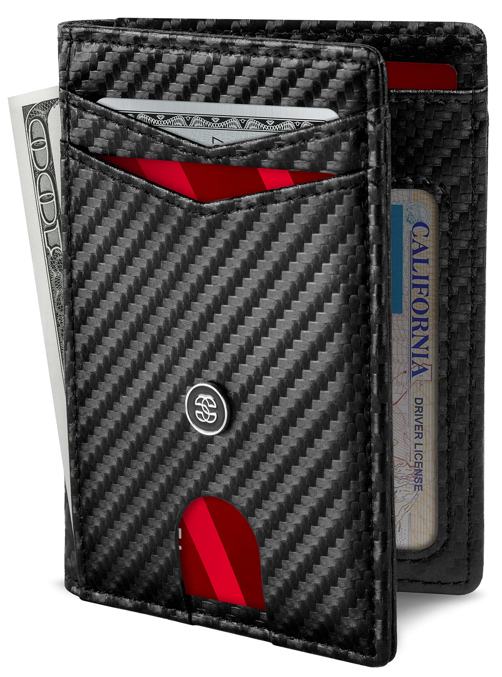 SuavellBifold Wallet RFID Microfiber Leather Wallet. Slim Wallet Pull Tab For Men. Compact Front Pocket Wallet