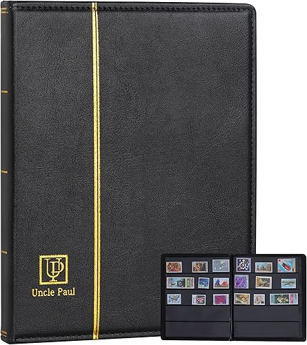 Álbumes de 100 bolsillos para coser - 10 hojas de sello libro de reservas de cuero sintético mate cosido libro de colección para papel y dinero