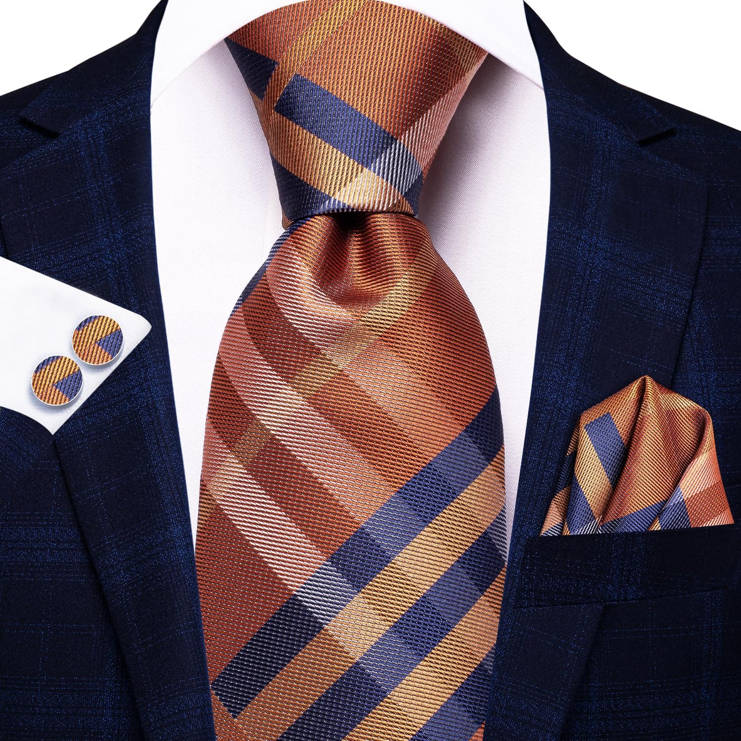 Hi-Tie 63" 70" Ties for Men Silk Extra Long Mens Ties Set and Pocket Square Cufflinks Paisley Necktie Business Wedding - Image 2