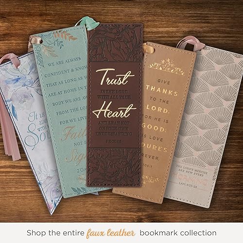 Miniatura 136 de Christian Art Gifts - Separador de piel sintética con cinta de satén y verso bíblico inspirador para mujeres y hombres, Marrón - Proverbios 31 Mujer