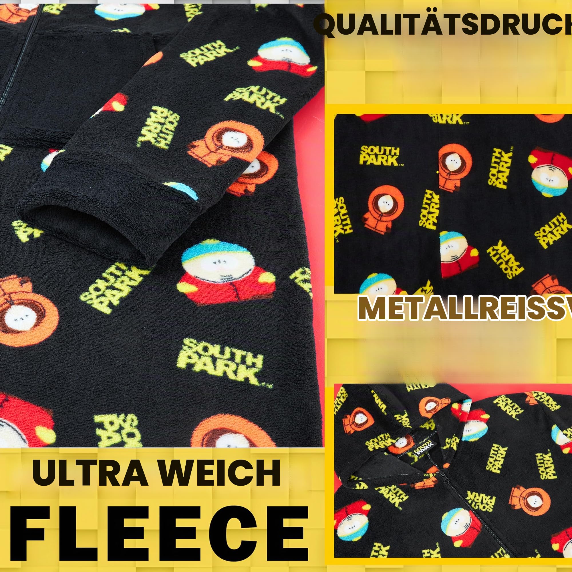 South Park Onesie Herren Schlafanzug Fleece Jumpsuit Kuscheliger Ganzkörper Lustiges Outfit Kenny Geschenk für Männer Teens