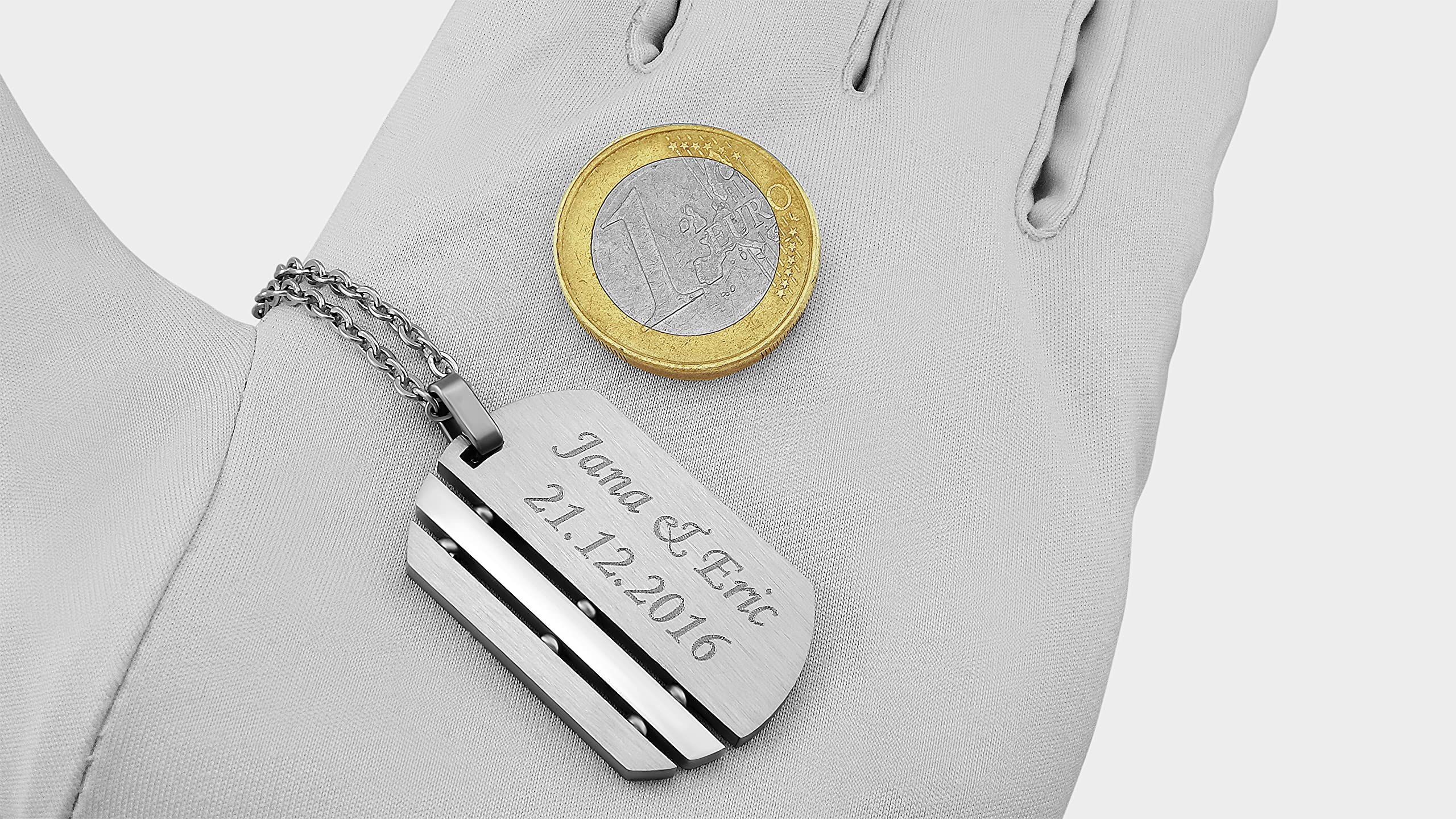 2 Stück Personalisierte Kette mit Gravur Edelstahl 50 cm mit Anhänger Herz Puzzle - Personalisierte Geschenke für Damen Herren Freundin Freund - Partner Halskette für Sie und Ihn