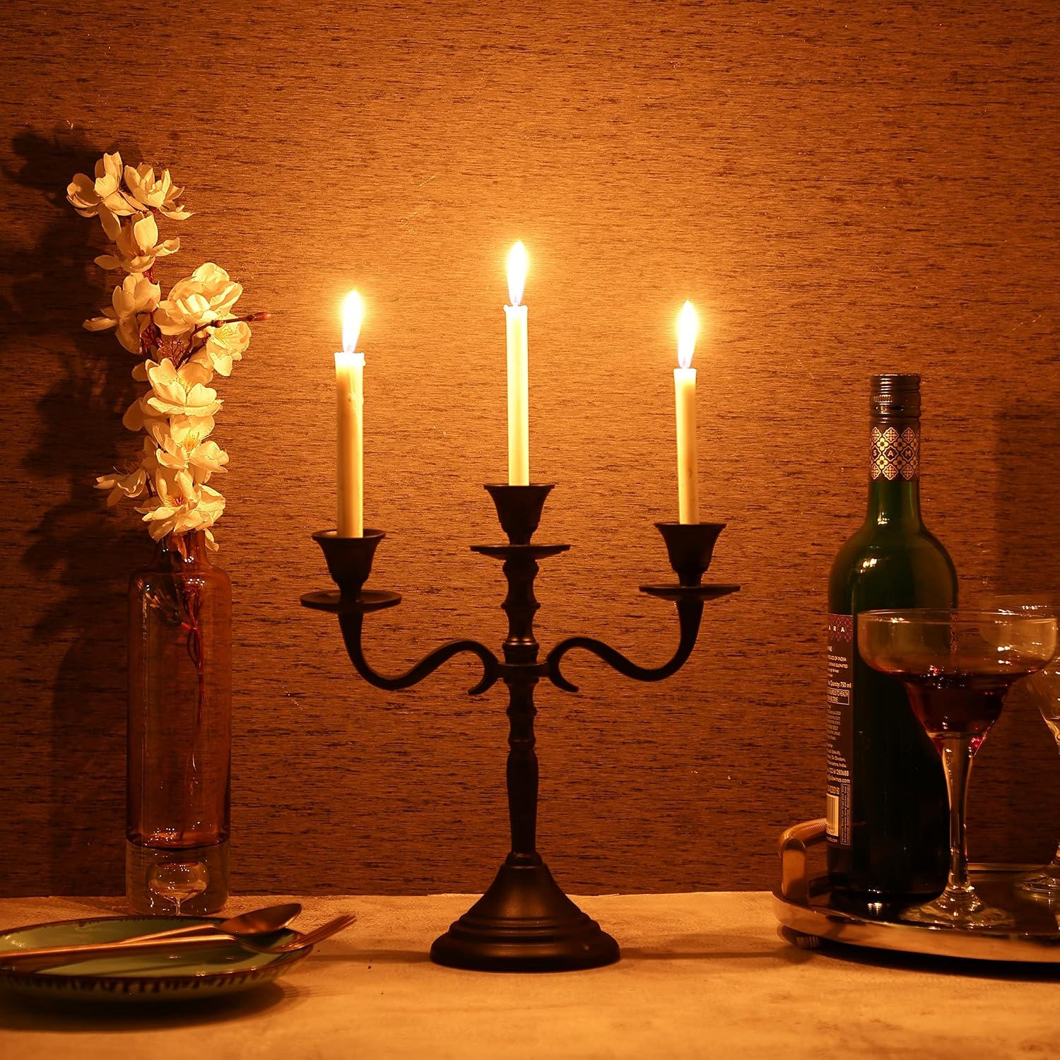 Buy VOIDROPThree Arm Candelabra Tall Glossy Taper Candle Holders