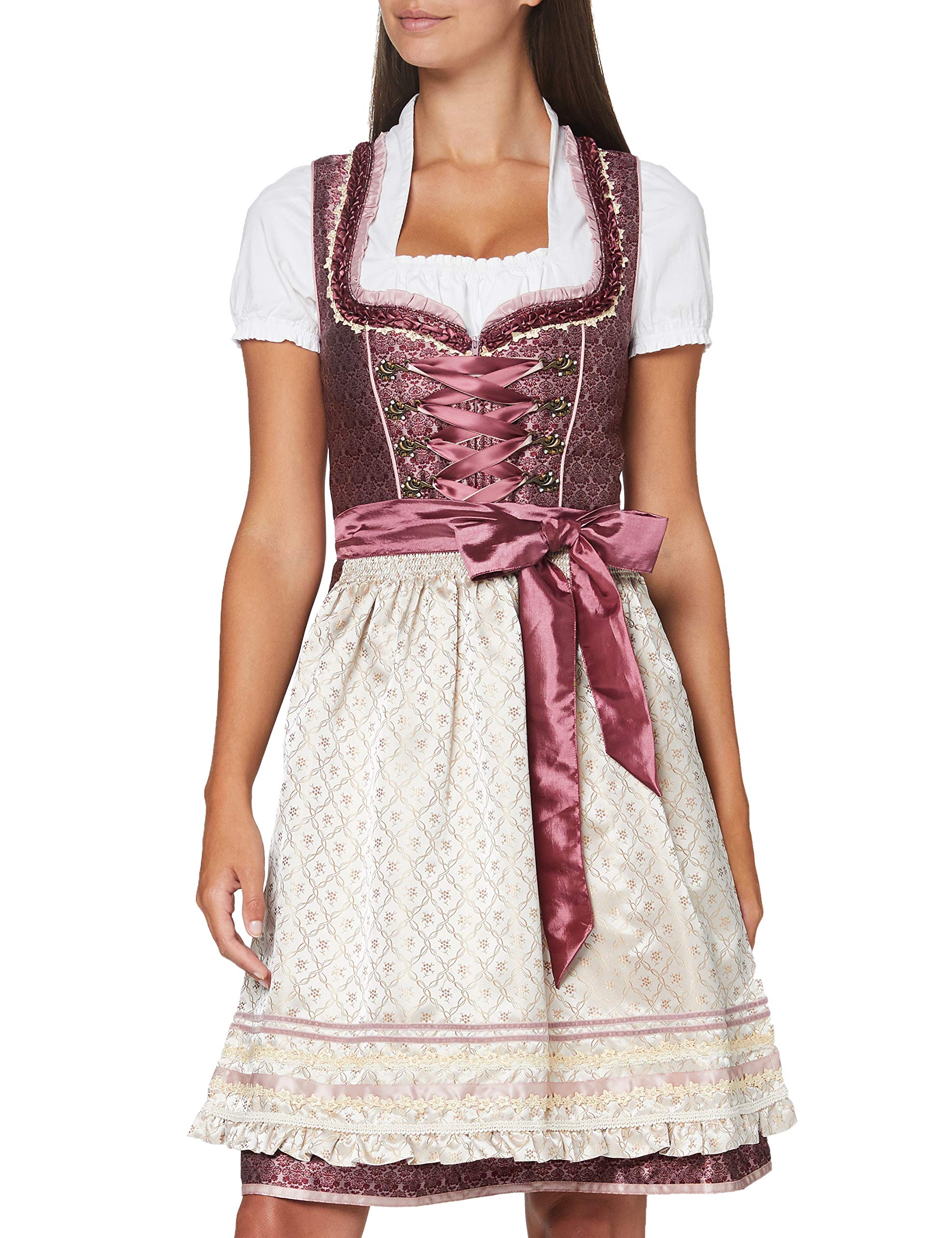 Dirndl Kim Donna - Vestito Tradizionale Con Stampa Floreale E Grembiule - Cotone 100% - Foto 2