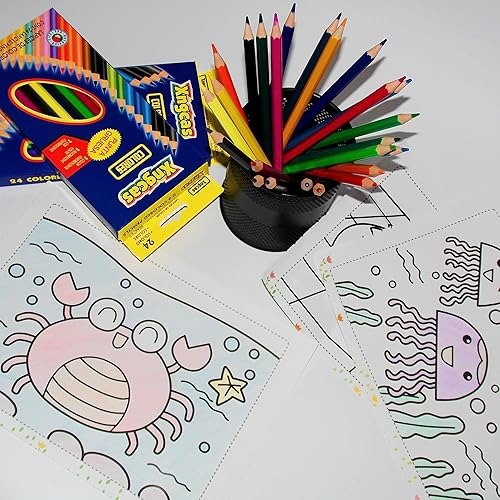 Miniatura 6 de XNGCAS Lápices de colores a granel, suministros escolares para profesores, 6 paquetes con 24 colores