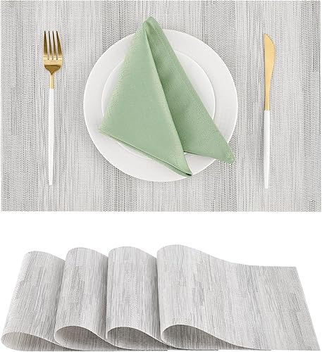 Miniatura 123 de Leetaltree - Juego de 6 manteles individuales, resistentes al calor, antideslizantes, para mesa de comedor, lavables, duraderos, tejido de PVC Azul