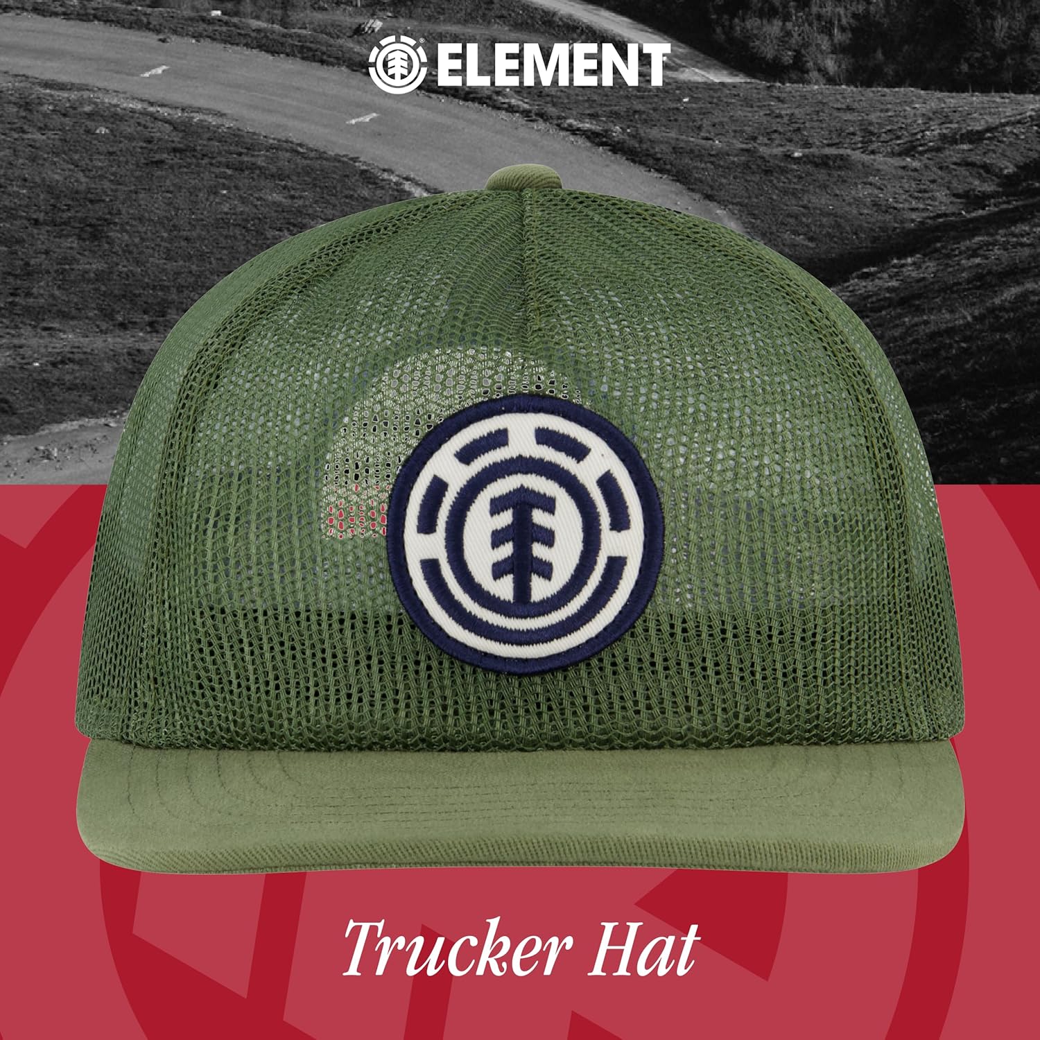 Element Baseball Hat, Adult Mesh Low Profile with Straight Brim, Olive, One Size - Image 2