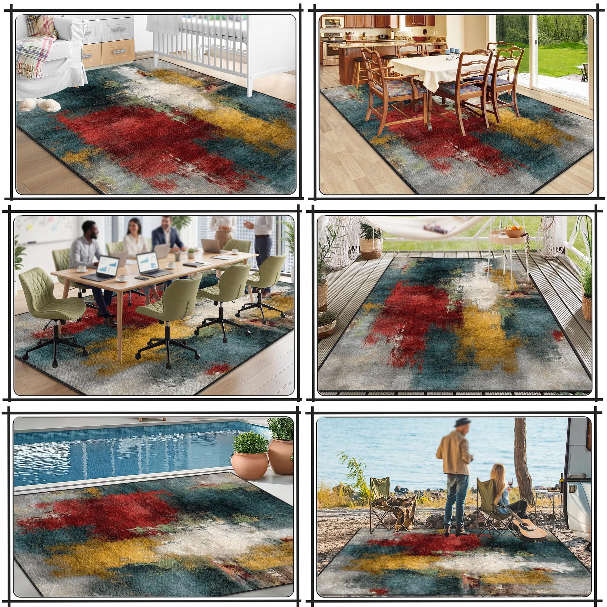 Antypoślizgowy dywan do salonu, można prać w pralce, mata z krótkim włosiem, 100 x 140 cm | Nadający się do prania dywan gamingowy do sypialni pokoju dziecięcego jadalni, biura, miękki antypoślizgowy dywanik pod łóżko