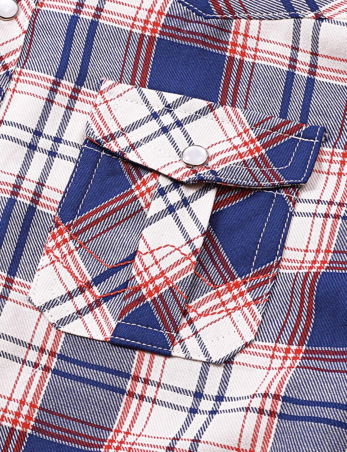 COSLAND Boy's Toddler Cotton Western Short Sleeve Button Down Plaid Shirt, 4-14 Years - Image 6