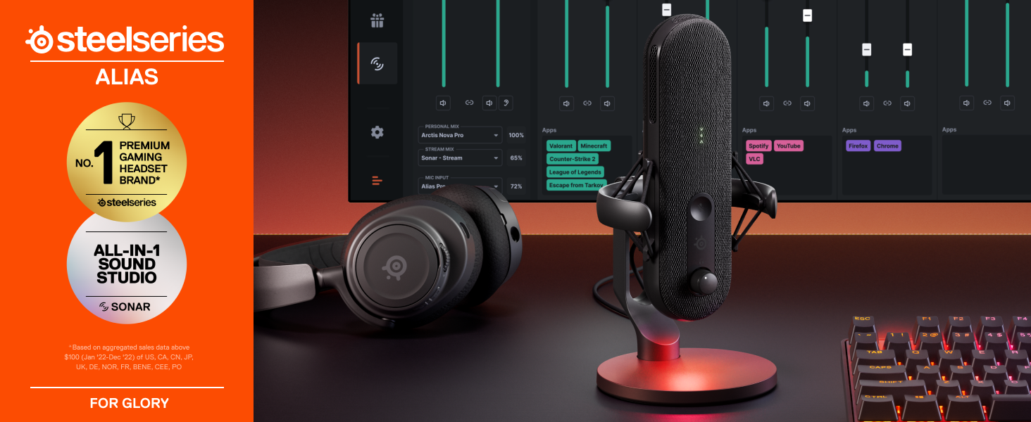SteelSeries Alias USB Mic for PC — 3x Bigger Capsule for Gaming