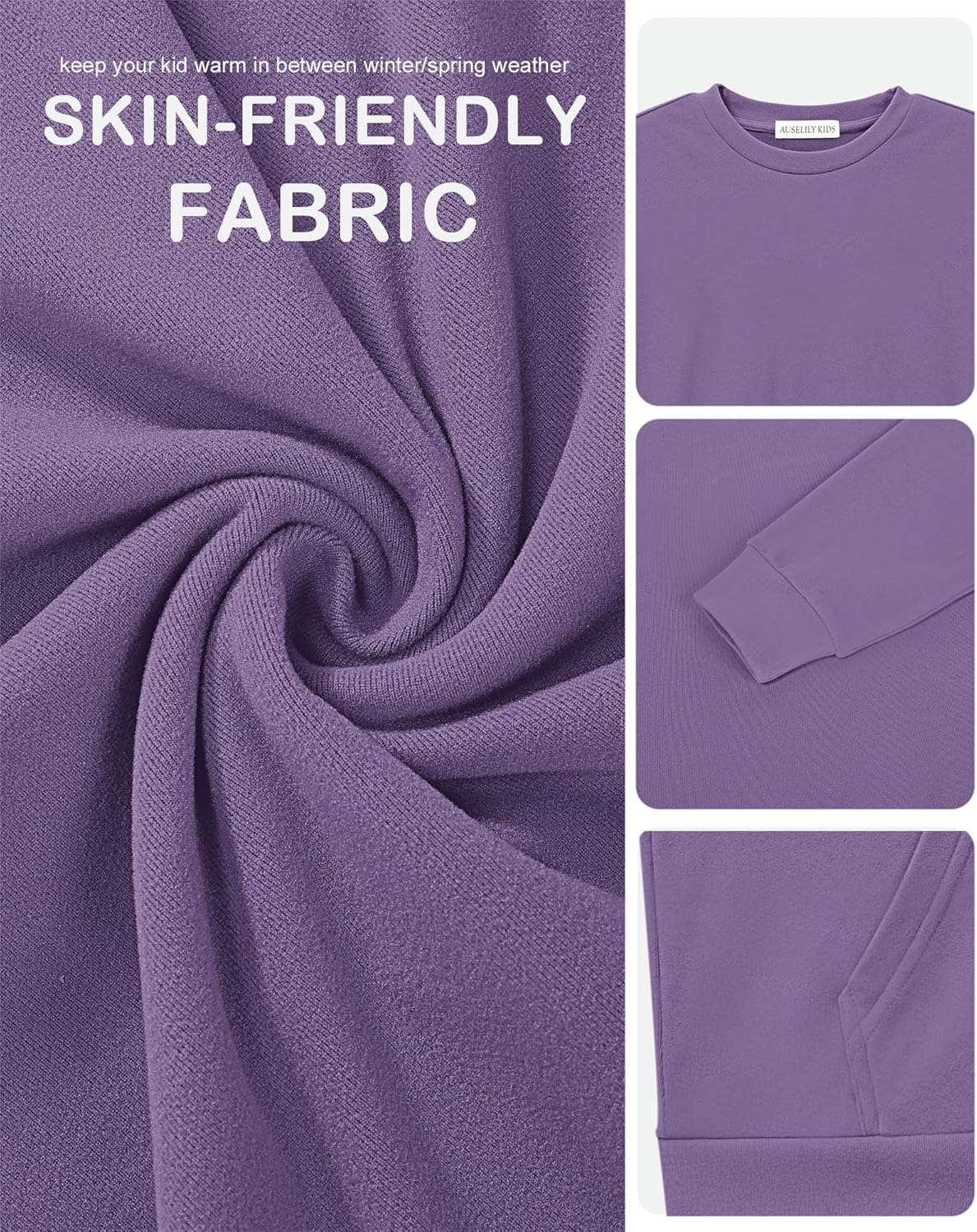 Girls Crewneck Sweatshirts Kids Cute Hoodless Oversized Fleece Pullover Drop Shoulder Tops - Image 7