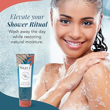 Saavy Naturals Moisturizing Body Wash for Sensitive Skin Plant-Based & Pure with Coconut Oil, Shea Butter & Aloe Vera Paraben-Free, Cruelty-Free Tahitian Vanilla 8.5 fl oz, 1 pack