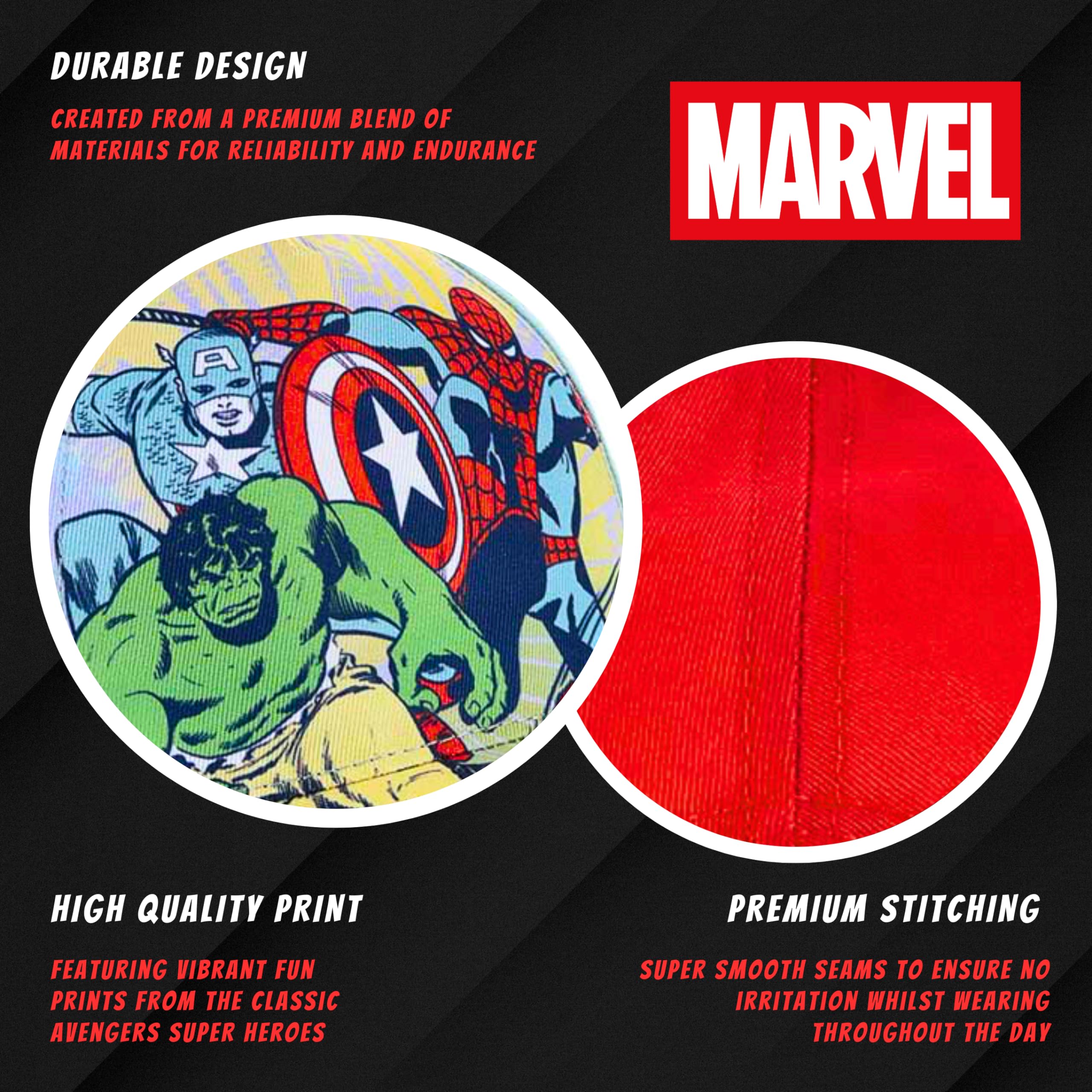 Marvel Avengers Cappello per Ragazzi, Design The Avengers Hulk Thor Capitan America e Spider-Man Cappello da Baseball Berretto Estivo per Bambino, Regalo per Ragazzo | Rosso