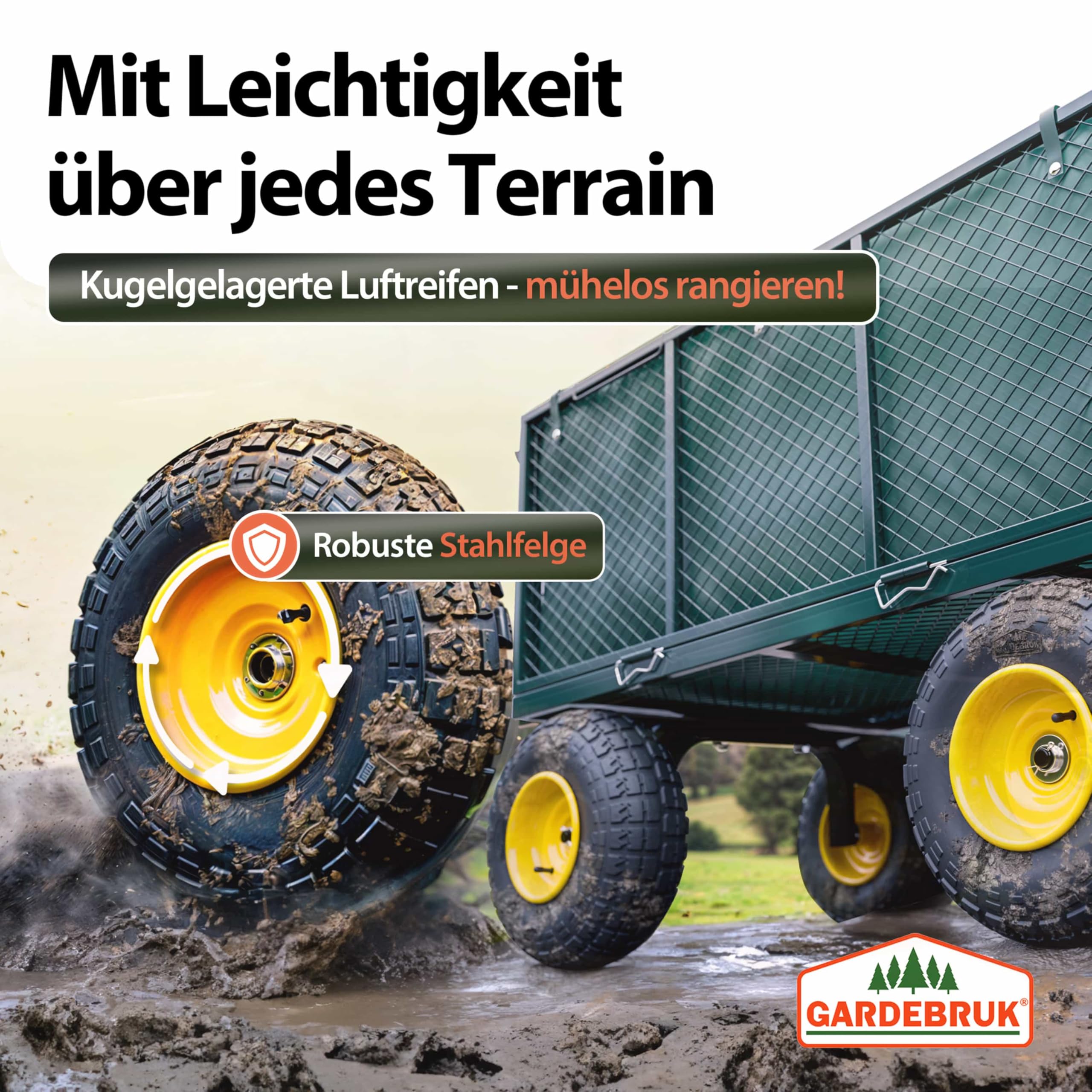 GARDEBRUK® Bollerwagen 550kg Belastbar Klappbar Stabil Herausnehmbare Plane Gerätewagen Handwagen Garten Gartenkarre Gartenwagen Transportwagen Karre