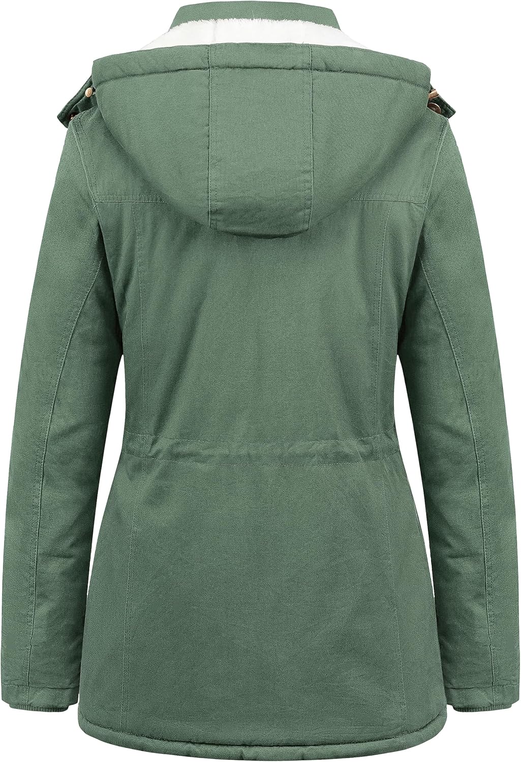 Pursky Women's Winter Coat Warm Cotton Military Jacket Thicken Sherpa Lined Parka with Removable Hood - Image 2