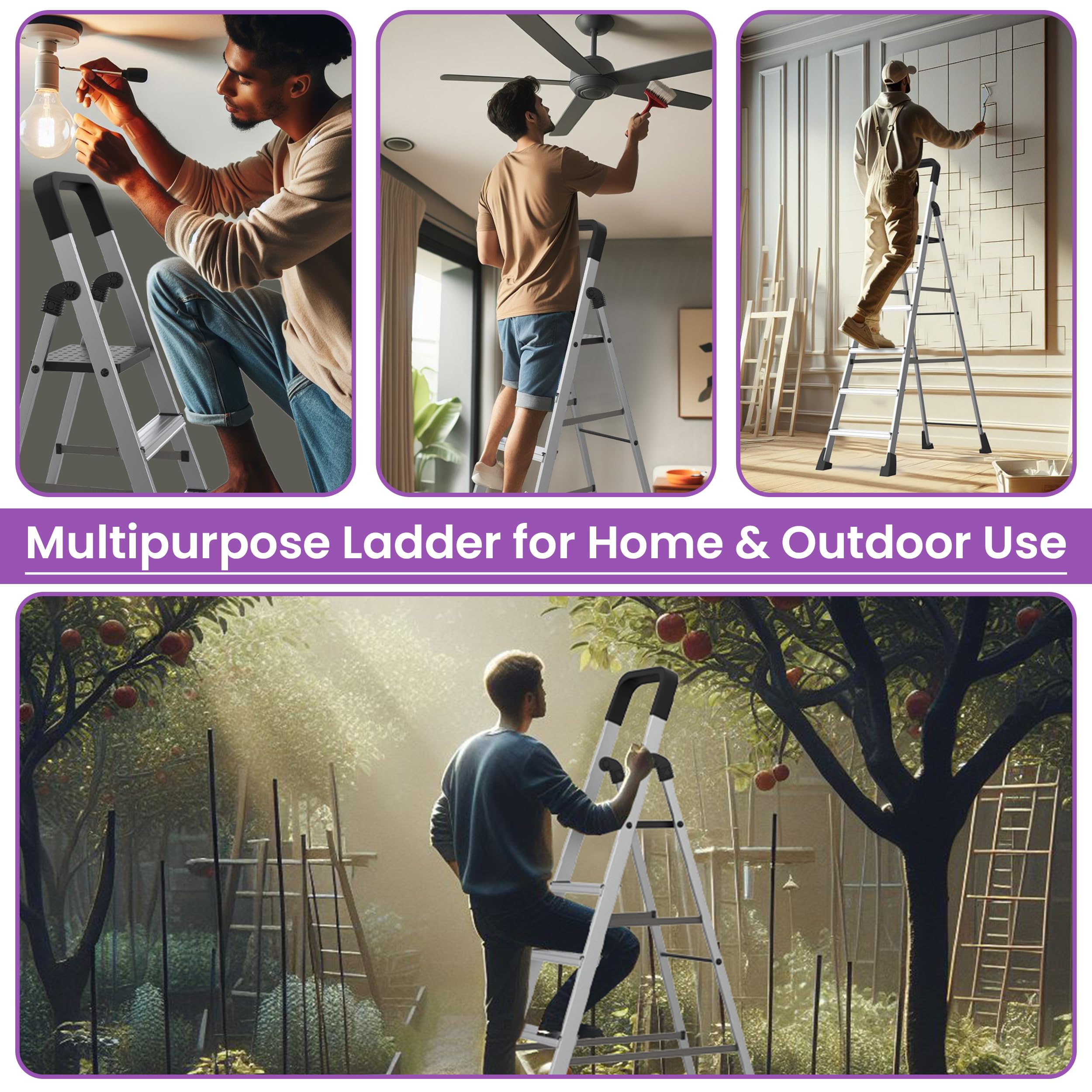 Asian Paints TruCare Ladder - 6 Steps, Foldable & Safe -5